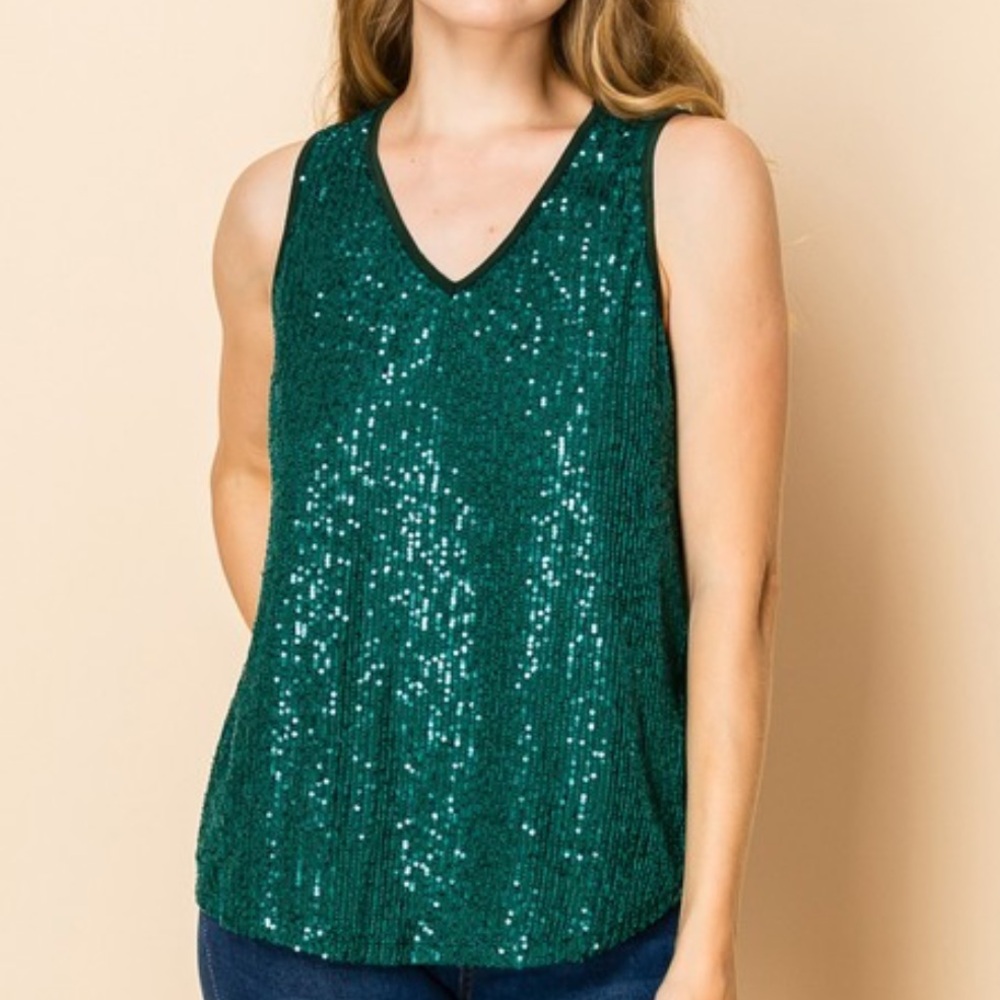 Mountain View Green Sequin Tank